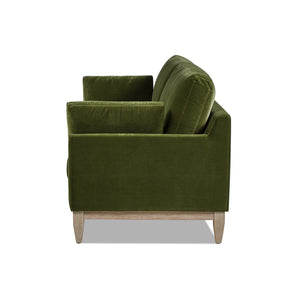 English Elm Jennifer Taylor Home - Pasadena Modern Farmhouse Sofa 75.5" Performance Velvet Upholstery, Sustainable Rubberwood Base Olive Green B2719P238337