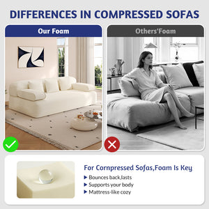 English Elm 78.7" Frameless Convertible Corduroy Sofa Sleeper Queen Bed for Compact Living Spaces Beige W3219P427161
