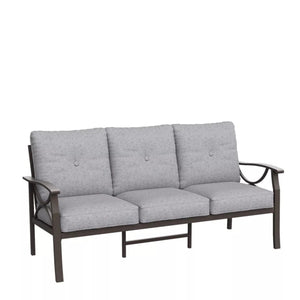 English Elm 70 Inch All Weather Steel Outdoor Sofa Three Seat Rust Proof Powder Coated Patio Seating Gray+ Khaki B082P455149