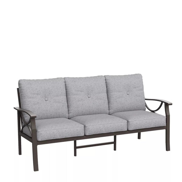 English Elm 70 Inch All Weather Steel Outdoor Sofa Three Seat Rust Proof Powder Coated Patio Seating Gray+ Khaki B082P455149