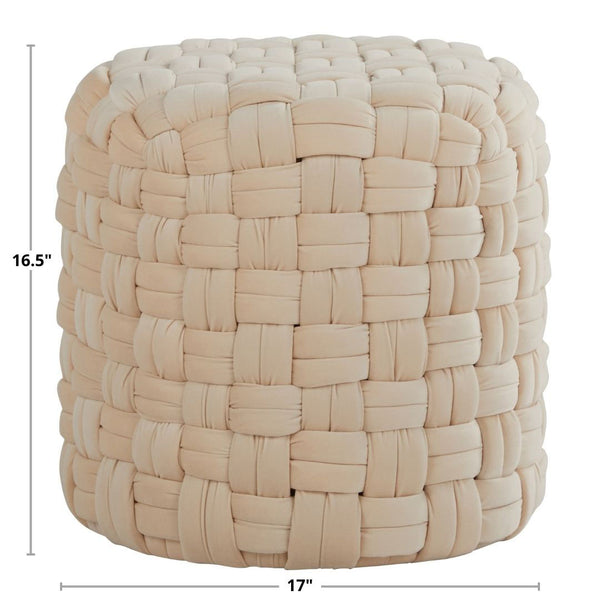 English Elm Round Braided Velvet Ottoman Compact Accent Footrest for Living Room or Bedroom B202P471513