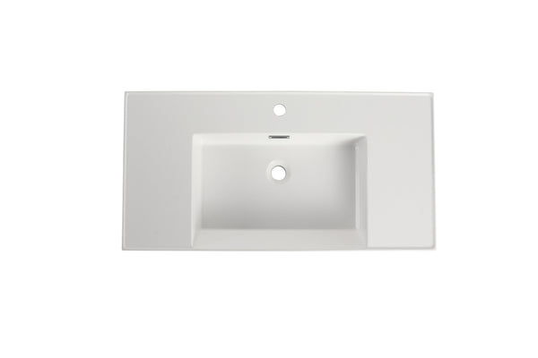 English Elm 36" Resin Basin Vanity Top Only White Resin Sink 41.7x24.4x14.6 Durable Modern Design for Baths W1972P186773