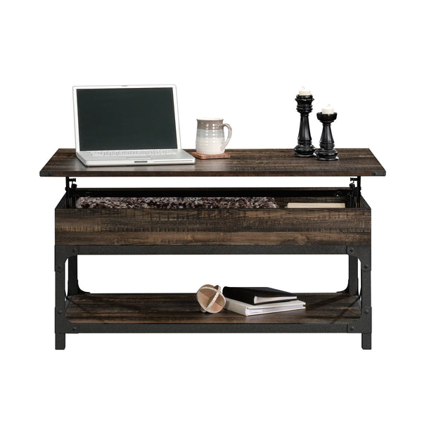 English Elm Lift-Top Coffee Table With Hidden Storage, Adjustable Workspace, And Stylish Brown Finish For Modern Homes B356P367937
