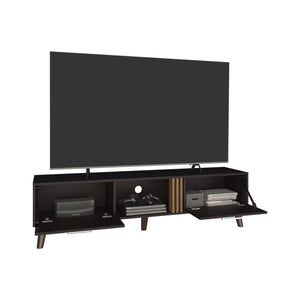 English Elm Vance 63" Wide TV Stand with Cable Management, 2 Pull-Down Cabinets & Shelves for 70" TVs in Black Wengue B070P254780