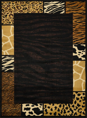 English Elm Tribes Black Multi Animal Print Area Rug 2'7" X 7'3" - Bold Style, Durable, Kid & Pet Friendly! B186P316766-GIGA
