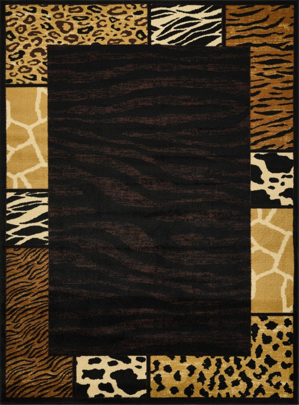 English Elm Tribes Bold Black Animal Print Area Rug, 7'10" X 10'3", Durable & Kid-Pet Friendly For High Traffic Spaces B186P316764-GIGA