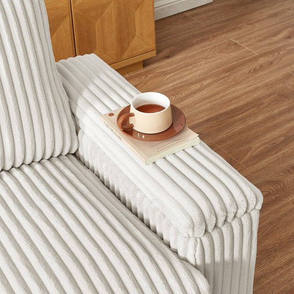 English Elm 71" Loveseat Plush Corduroy Small Sofa with Armrest Storage, USB Port, Solid Wood Frame, Beige W542P210606