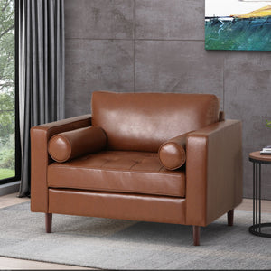 English Elm Christopher Knight Home® - CLUB Sophisticated Faux Leather Club Chair with Espresso Birch Legs, Plush Comfort and Modern Style Light Brown 45 L x 34.25 W x 23.5 H 72623.00COGN