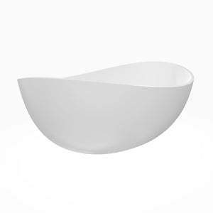 English Elm 70 Inch Stone Resin Freestanding Soaking Tub Matte White Sculptural Spa Bath W1613P436815