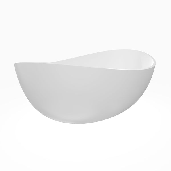 English Elm 70 Inch Stone Resin Freestanding Soaking Tub Matte White Sculptural Spa Bath W1613P436815
