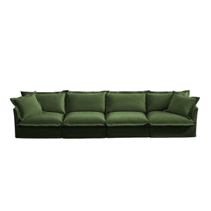 English Elm Slipcovered Extra Deep 4-Seater Sofa In Green Chenille – Removable Covers, Modular Design & Comfort! W3041S00054-GIGA