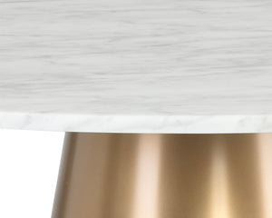 Sunpan Damon 35.5" Contemporary Bistro Table with Elegant Matte White Marble Top for Stylish Dining Spaces Gold