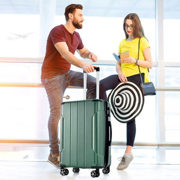 English Elm Hardshell Abs Checked Suitcase with 360 Spinner Wheels Expandable Tsa Lock 28 Inch Green N730P296747F