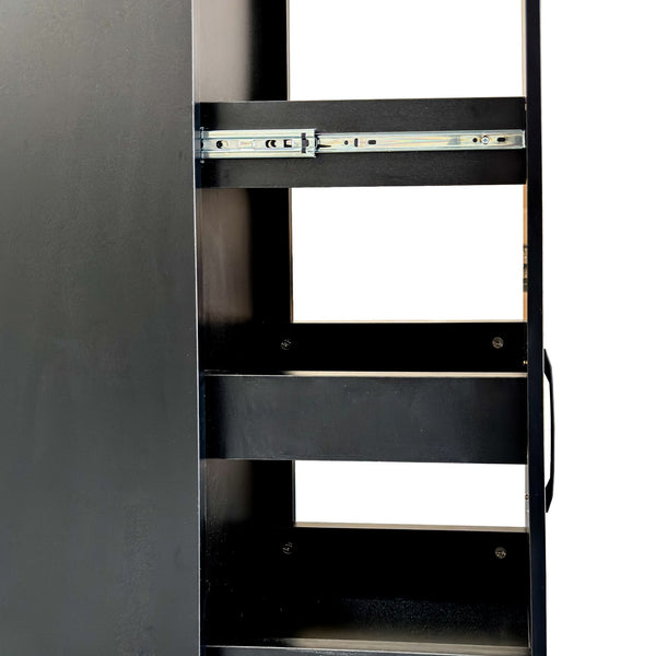 English Elm Black Slim Rolling Kitchen Cart Six Tier Pantry Organizer for Narrow Spaces W331P372820