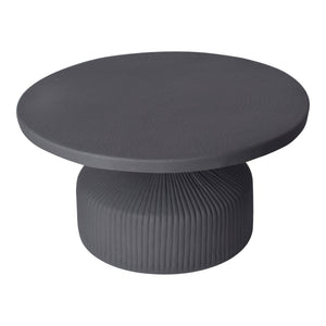 English Elm Yoli Round Aluminum Coffee Table Matte Black Ridged Sculptural Living Room Accent B2769P498406