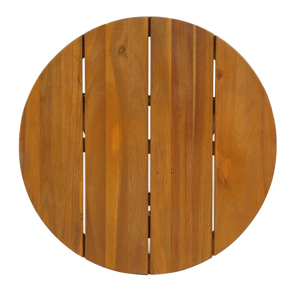English Elm Christopher Knight Home® - Acacia Teak Round Outdoor Side Table with Slat Panel Top, Weather-Resistant Acacia Wood Design N776P286009T