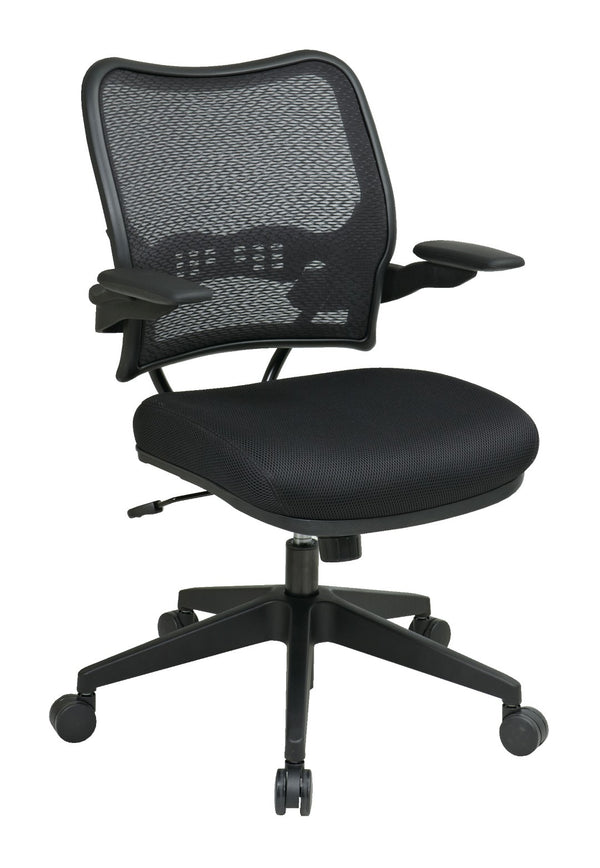 OSP Home Furnishings Deluxe Mesh Back Office Chair with Lumbar Support Synchro Tilt and Padded Arm Rests Black 13-37N1P3