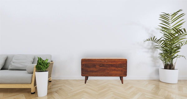 English Elm Soild Curved Solid Wood Blanket Box with Spacious Interior and Rustic Mango Finish for Storage & Seating Chestnut B182P186226