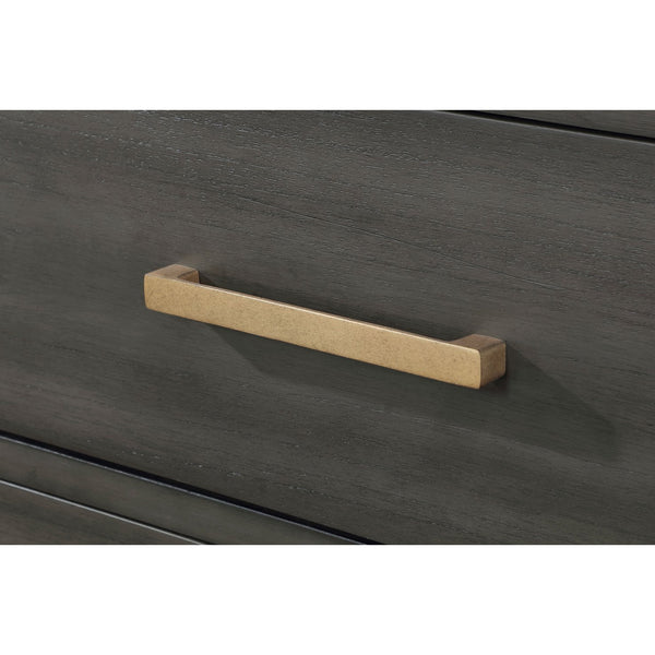 English Elm Herndon Grey 2-Drawer Nightstand with USB Port, Brass Accents & Wood Grain Finish for Modern Bedrooms B062P299925