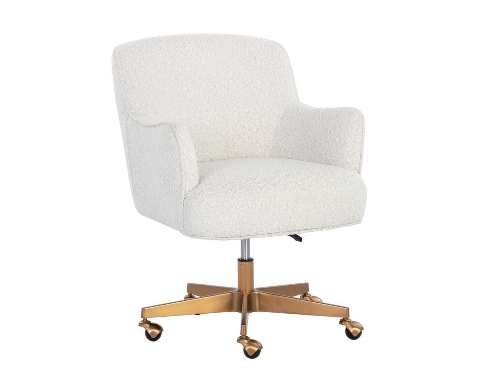 Sunpan Karina Office Chair - Chic Comfort with Modern Design, Curved Seat and Gold Steel Base for Your Workspace Copenhagen White
