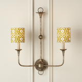 Block Print Gold Drum Chandelier Shade