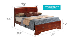 English Elm Traditional Full Storage Bed with Timeless Wood Finish, Built-In Drawers for Easy Bedding Organization and Durable Construction Cherry 18 L x 31 W x 13 H B078S00282