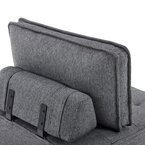 English Elm The dark gray modular linen sofa with solid wood frame — customizable, durable, Nordic style, perfect for small spaces W3612P395723