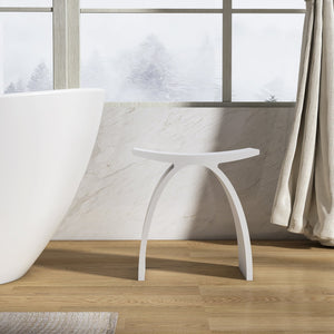 English Elm 16.5 Inch Stone Resin Arched Bath Stool Sculptural Matte Spa Grade Shower Accent W1613P501654