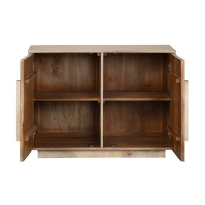 Crestview Collection Coastal Mango Wood Cabinet - Elegant Living Room Storage With Grooved Design And Modern Aesthetic Brown Solid Wood Cvfnr4826