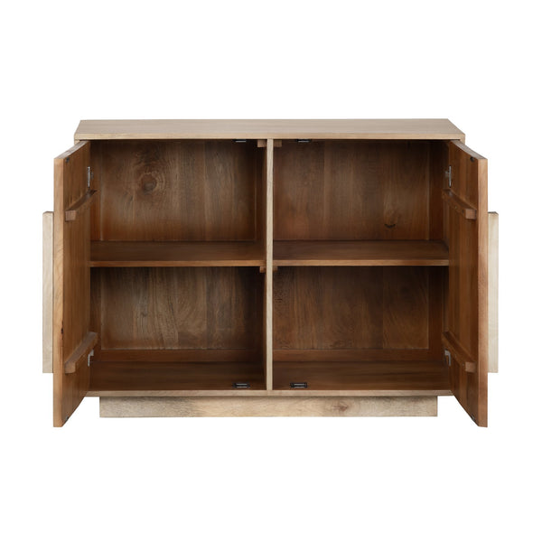 Crestview Collection Coastal Mango Wood Cabinet - Elegant Living Room Storage With Grooved Design And Modern Aesthetic Brown Solid Wood Cvfnr4826