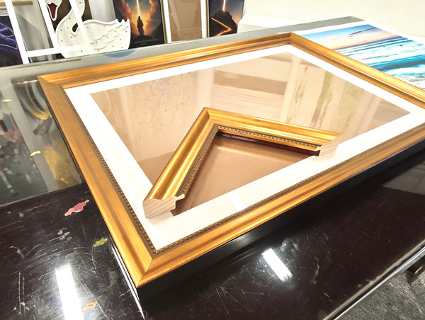 English Elm 18x24 Solid Wood Picture Frame with Replaceable Canvas, Acrylic Glass, Sturdy Backboard for Elegant Wall Decor Gold T3976P383244