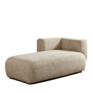 English Elm Upholstered Boucle Chaise Lounge with Wooden Legs for Bedroom or Living Room W5515P437368