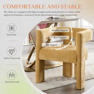 English Elm United We Win Chenille Barrel Accent Armchairs Set of Two for Living Room Dining Yellow W1568P389274
