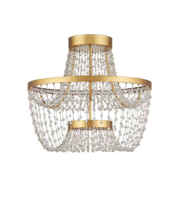 Currey & Company Mademoiselle Medium Chandelier - Elegant Glass Bead Design In Gold Leaf Finish For Stunning Ambiance Gold Glass Beads ,Wrought Iron 9000-1327-currey-company