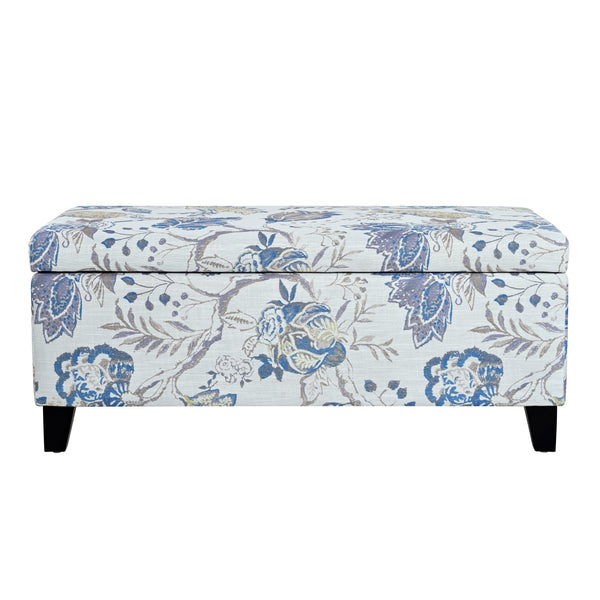 English Elm Luxury Floral Upholstered Storage Ottoman Soft Close Hinged Footrest for Any Room N767P397103B