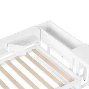 English Elm Twin Daybed Pine Frame with Trundle Desk Hutch Shelves and Storage for Kids Rooms White W1580S00458