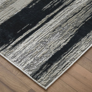 Feizy Rugs Micah Modern Abstract Area Rug - Durable Machine-made Soft Polyester For High Traffic Spaces Black,Silver,Gray Polyester,Polypropylene 6943338fblkslvf00