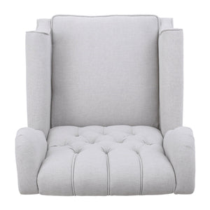 English Elm Christopher Knight Home® - Light Grey Tufted Fabric Arm Chair Recliner with Wingback Design, Button-Tufted Diamond Stitch Comfort and Pushback Recline, 28.5"W x 62"D Fully Reclined — Stylish Living Room Accent 56992.00LGY