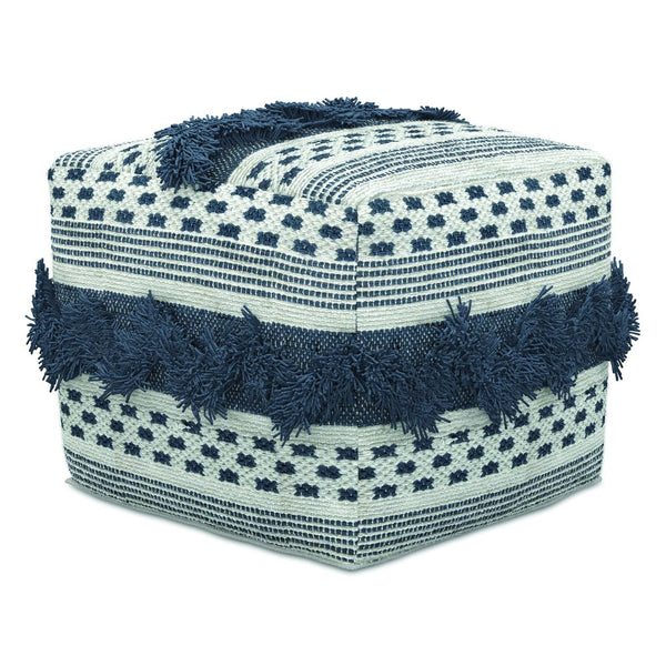 English Elm Bowden Handcrafted Cotton Striped Pouf Footrest for Living Room or Bedroom Seating B136P427589