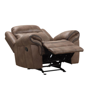 English Elm Transitional Multi-Function Glider Recliner with Channel Back, Cup Holders, Hidden Storage, Upholstered Comfort Brown 41 L x 31 W x 26 H B2741P385169