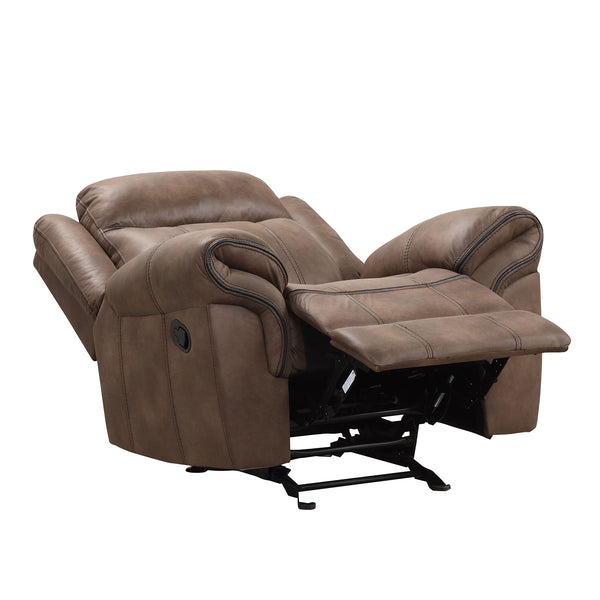 English Elm Transitional Multi-Function Glider Recliner with Channel Back, Cup Holders, Hidden Storage, Upholstered Comfort Brown 41 L x 31 W x 26 H B2741P385169