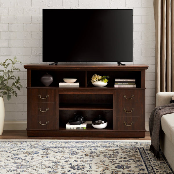 English Elm Retro 60 Inch Media Console with Enclosed Storage Mid Century Modern Living Room W2275P460426