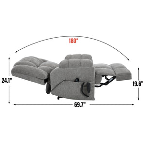 English Elm Dual Motor Power Lift Recliner Chenille Chair with Massage Heat and Infinite Positions Light Gray W3224P288433