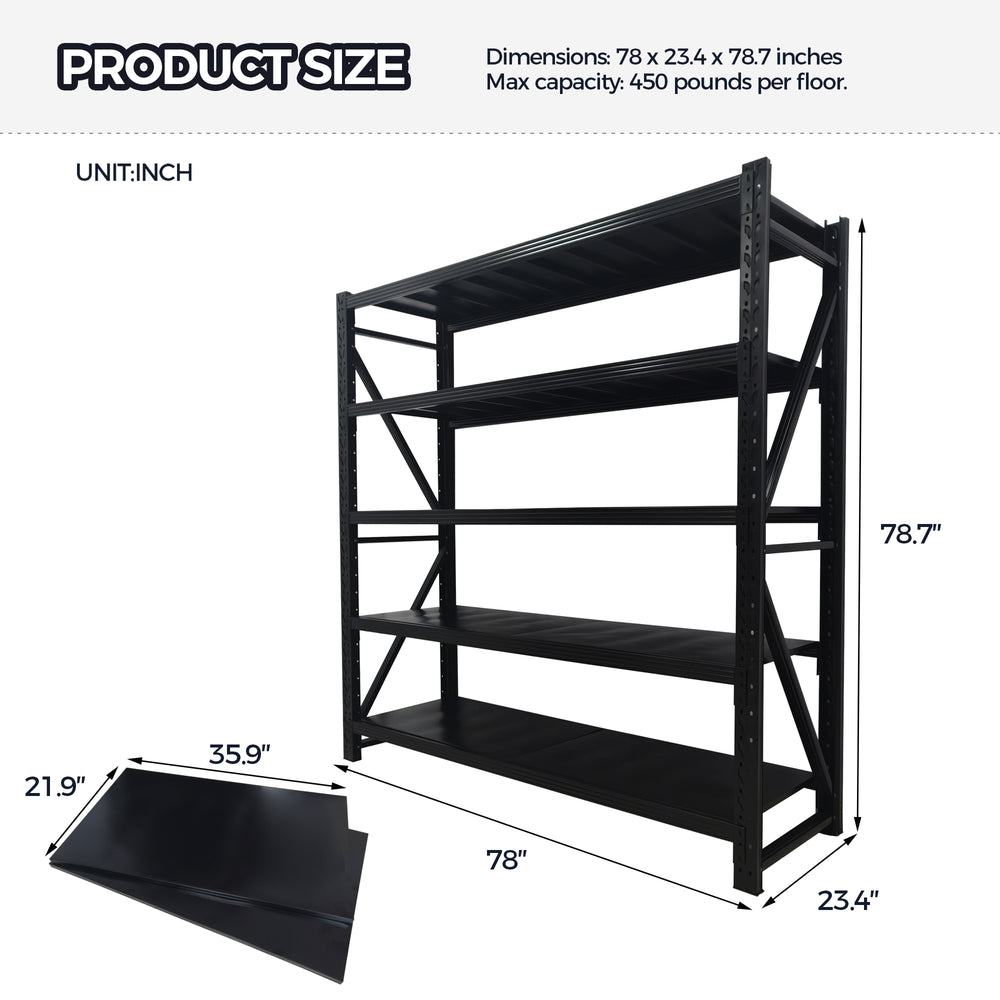 English Elm Five-tier Adjustable Metal Shelving Unit for Garage Warehouse and Basement Storage W3752S00026