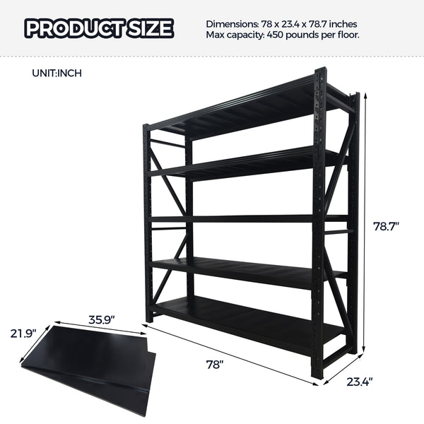 English Elm Five-tier Adjustable Metal Shelving Unit for Garage Warehouse and Basement Storage W3752S00027