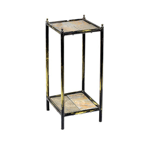 English Elm 2 Tier Stone Top Metal Plant Stand Industrial Glam Display for Indoor Spaces B056P416781