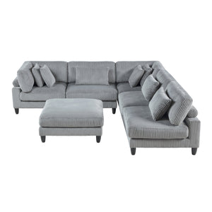 English Elm 6Pc Modular Sectional Set - Versatile Gray Corduroy Living Room Furniture For Custom Comfort & Style B011S01563