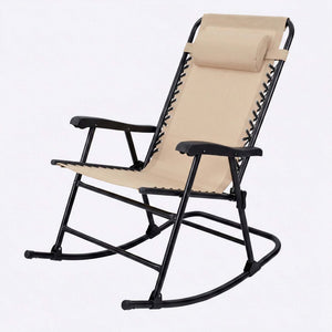English Elm Oversized Zero Gravity Patio Recliner with Mesh Seat Wood Arms and Cup Holder W5159P446019
