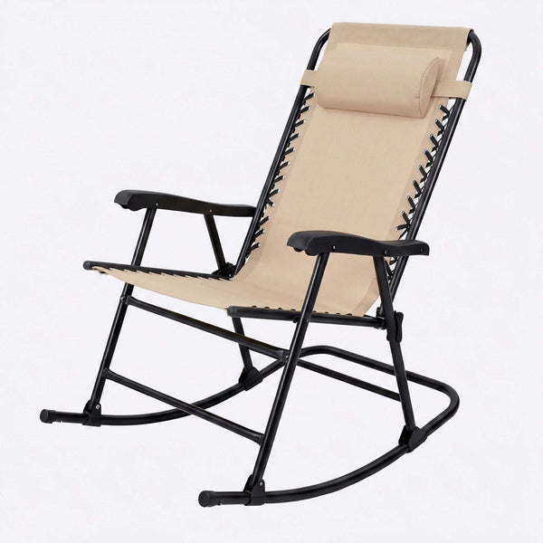 English Elm Oversized Zero Gravity Patio Recliner with Mesh Seat Wood Arms and Cup Holder W5159P446019
