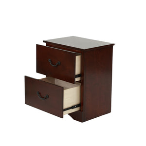 English Elm 2 Drawer Nightstand High Gloss Finish with Gold Accents, Modern Chic Storage for Bedroom Elegance Cherry B016P257268